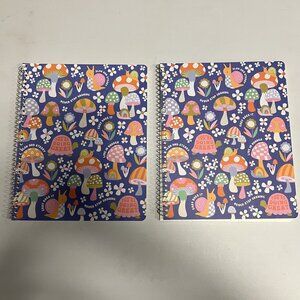 Greenroom 1 Subject Wide Ruled Spiral Notebook Retro Mushroom Snails Pack of 2